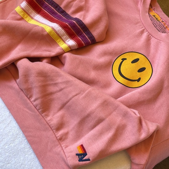 Aviator Nation 5 STRIPE SMILEY 2 RELAXED SWEATSHIRT - Picture 4 of 5